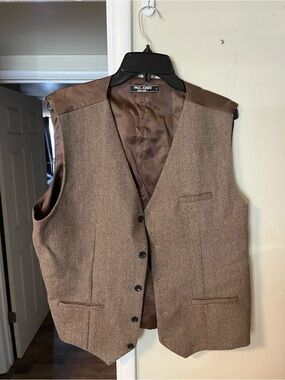 Paul Jones Brown Herringbone Men's Dress Vest